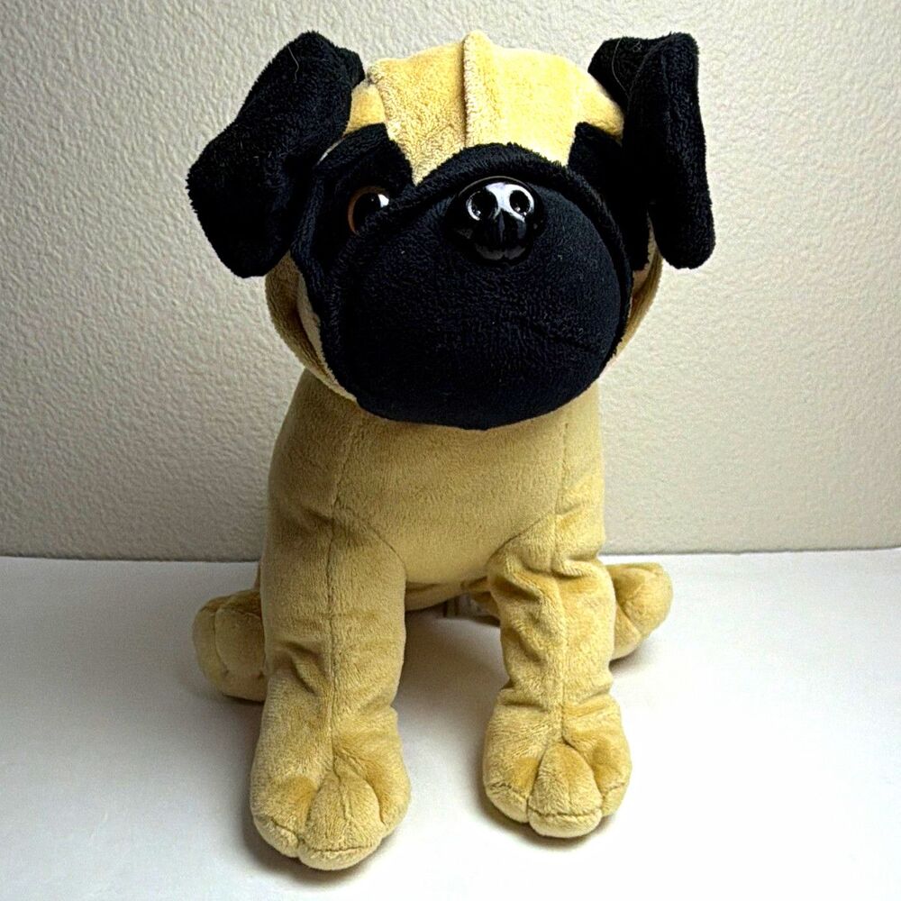 Animal Adventure Pug Dog Plush Stuffed Animal Beige Black Washable